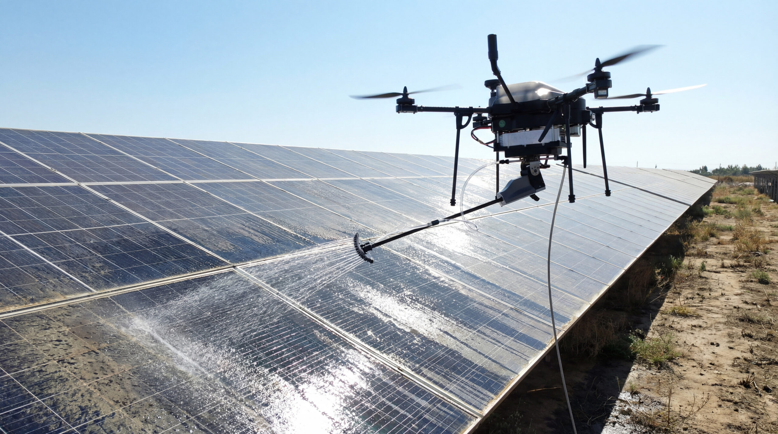 Nettoyage panneaux photovoltaiques par drone